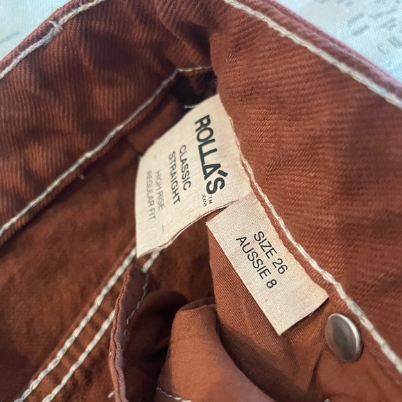 Free People -Rollas Classic Straight High Rise Regular Fit Size 26 Rust - Picture 8 of 12